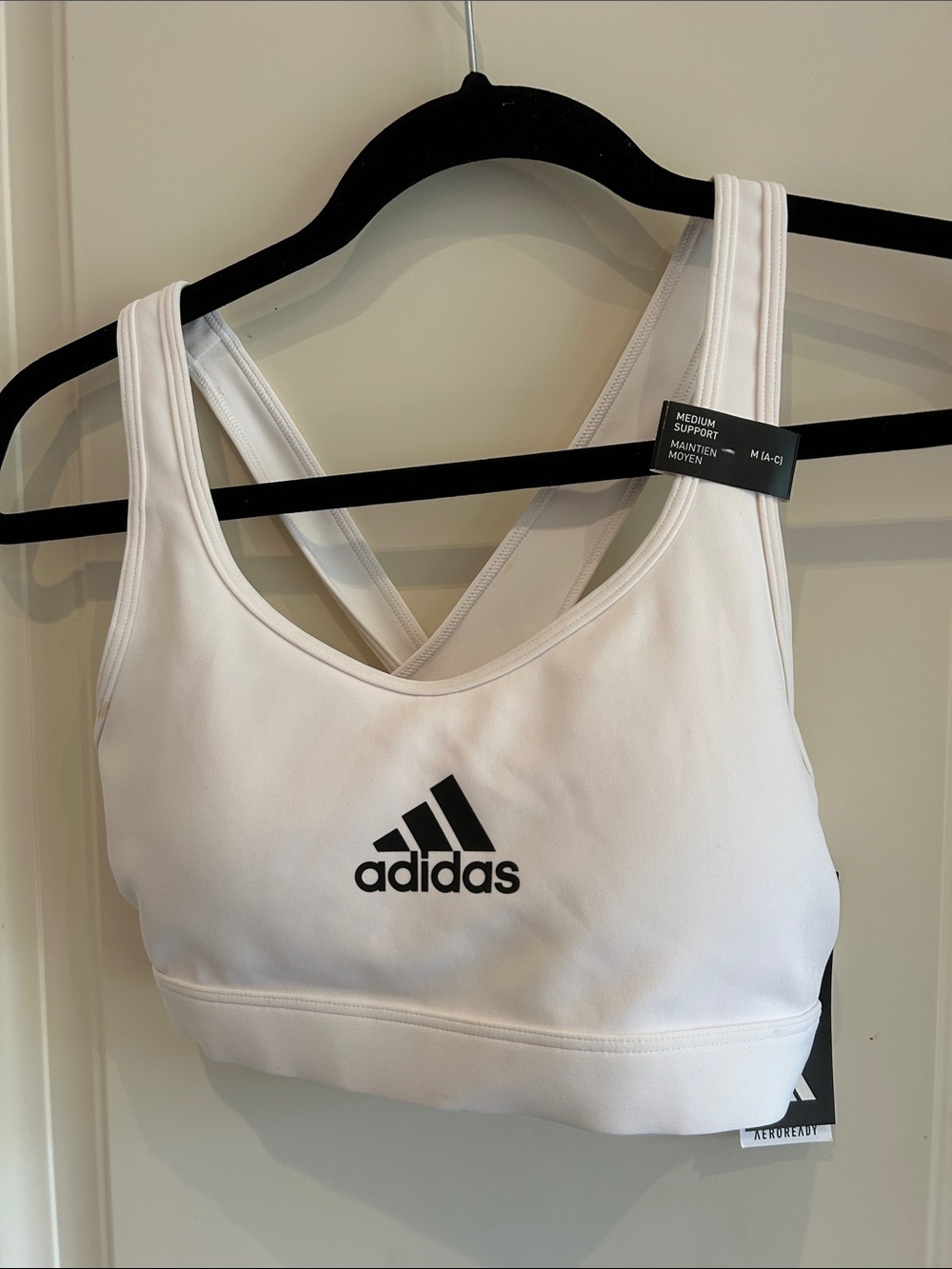 adidas White Crisscross Medium-Support Sports Bra